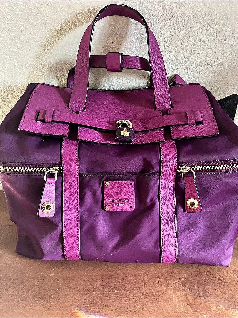Henri Bendel Jettseter Purple Nylon Satchel